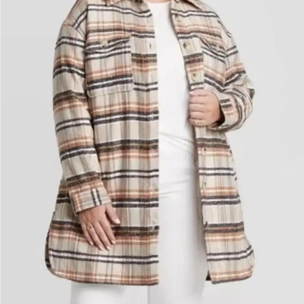 NWT Plaid Women's Jacket - Tan and Brown